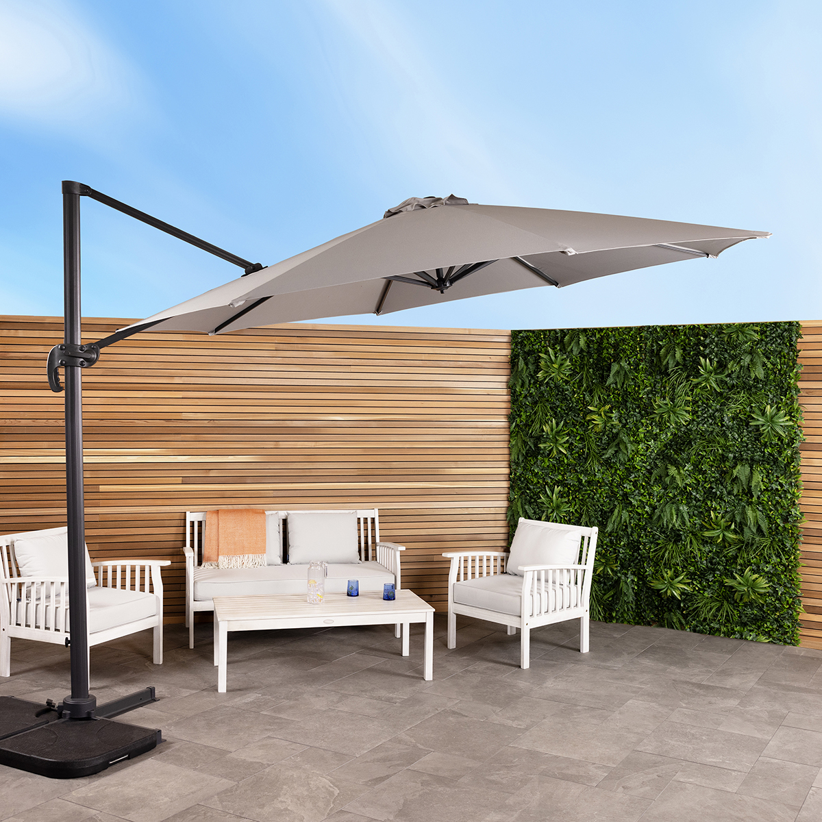 Charles Bentley 3.5m X-Large Hanging Banana Umbrella Parasol