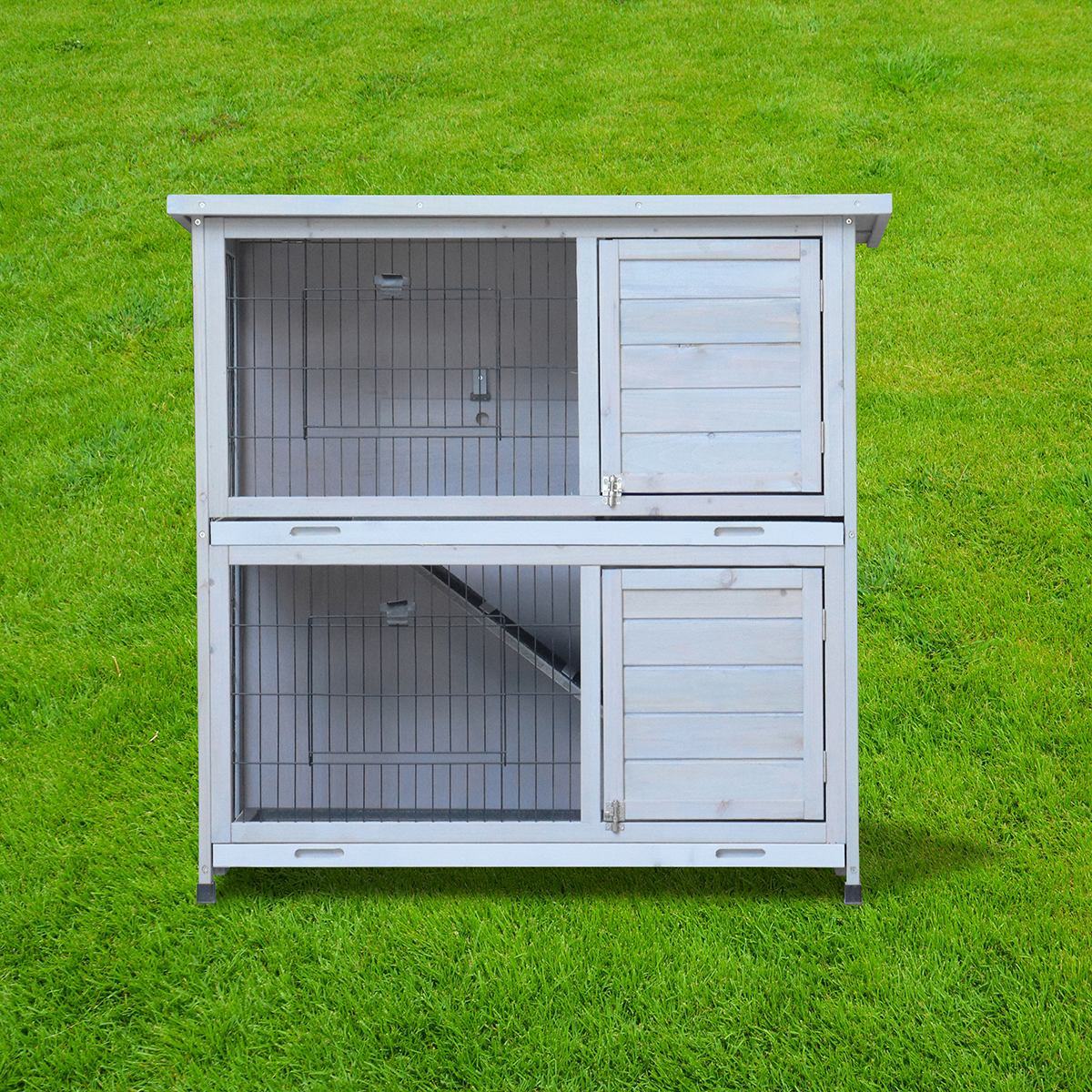 Charles Bentley Two Storey Outdoor Rabbit Hutch Guinea Pig Bunny House With Ramp for sale online