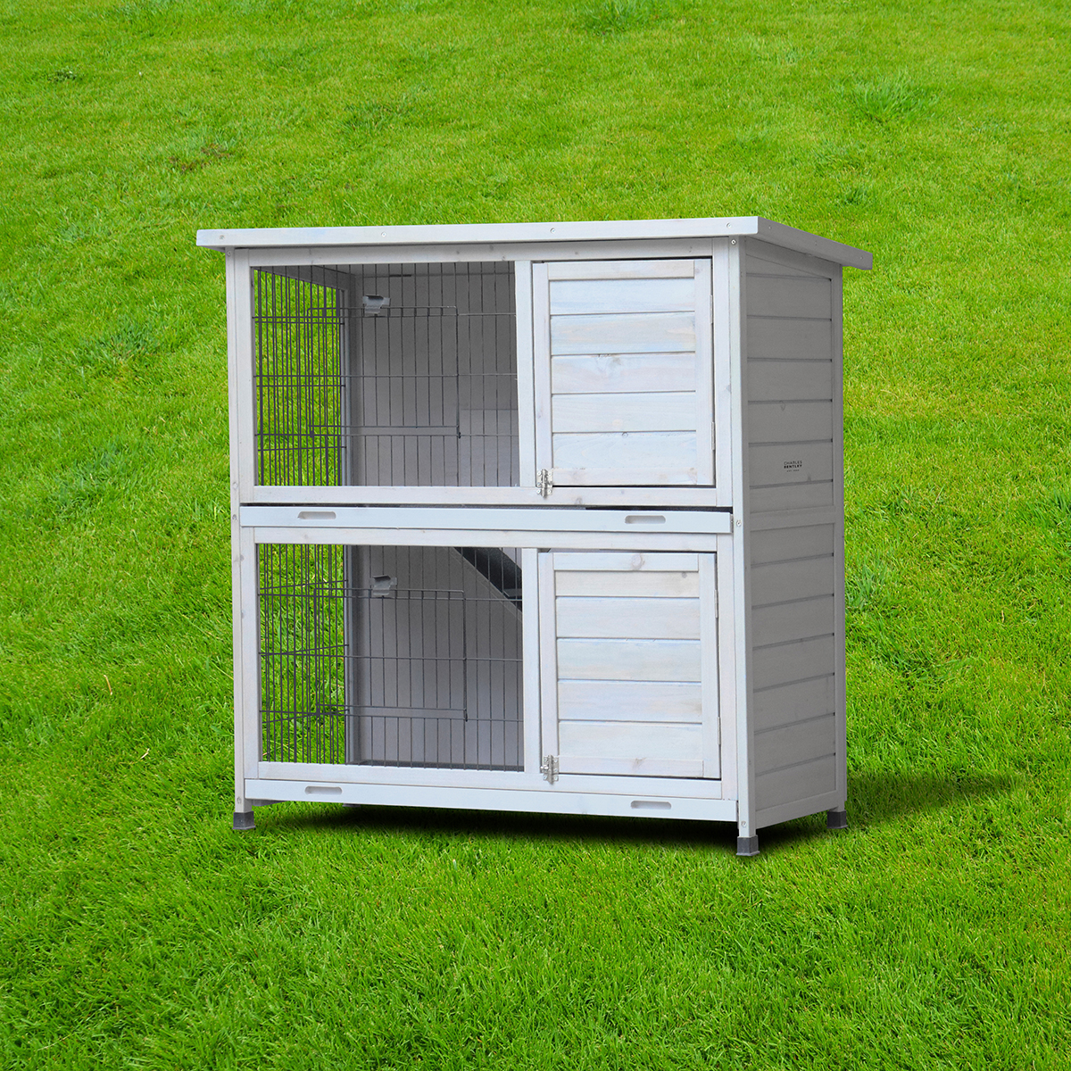 Charles Bentley Two Storey Outdoor Rabbit Hutch Guinea Pig Bunny House With Ramp for sale online