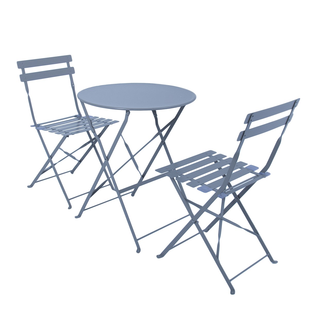 Charles Bentley 3 Piece Metal Bistro Set Garden Patio Table 2 Chairs - 3 Colours