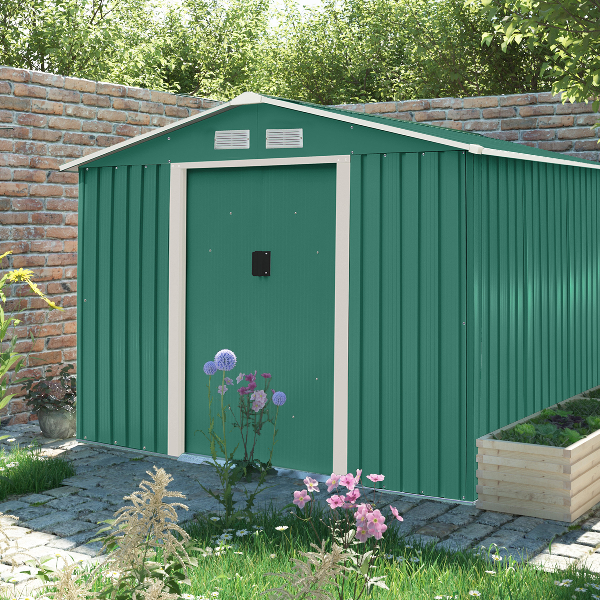 Charles Bentley 8ft x 10ft Metal Garden Storage Outdoor Shed Zinc Frame